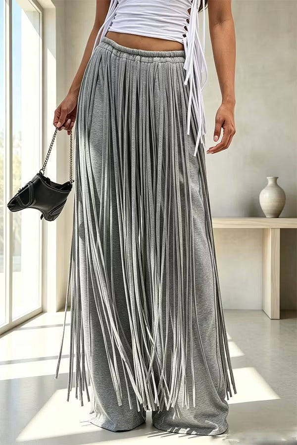 Aura Fringe High-Waist Movement Wide-Leg Pants