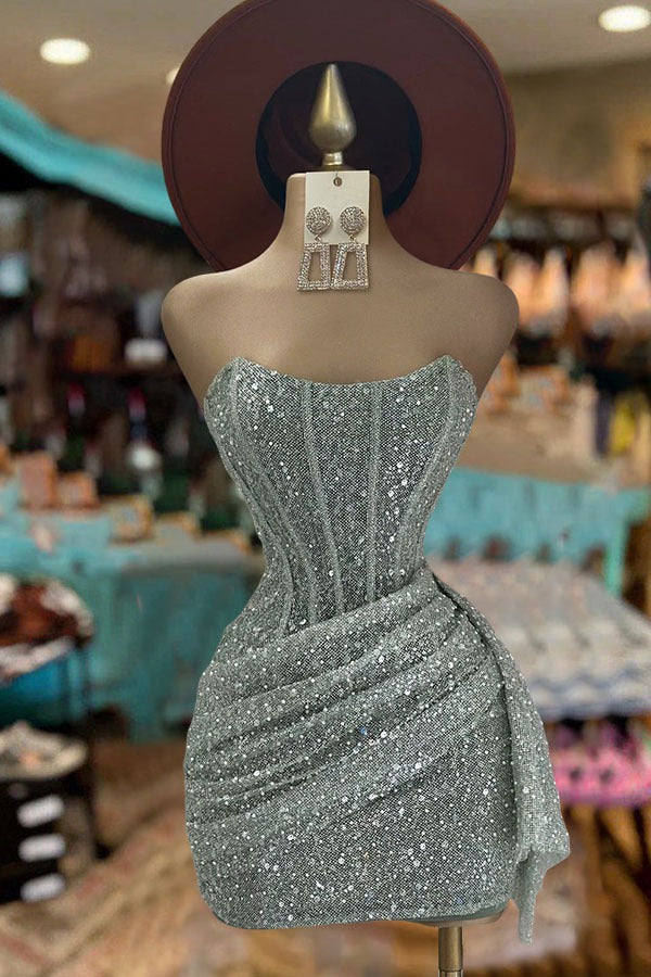 Robe bustier plissée à paillettes