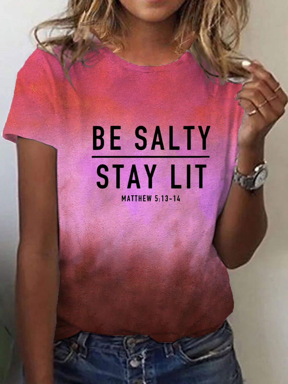 Women's Be Salty And Stay Lit Printed T-Shirt
