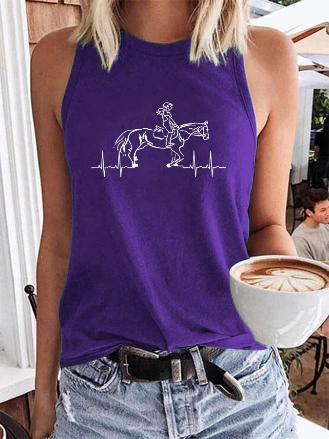 Gilet imprimé cheval artistique pour femme