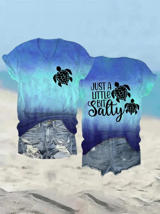T-shirt décontracté à imprimé hawaïen salé pour femme
