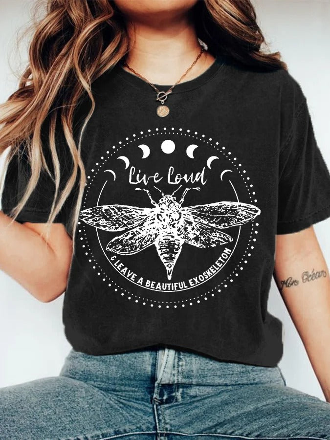 Women's Live Loud And Leave A Beautiful Exoskeleton Vintage Cicada Summer Tour 2024 Tee