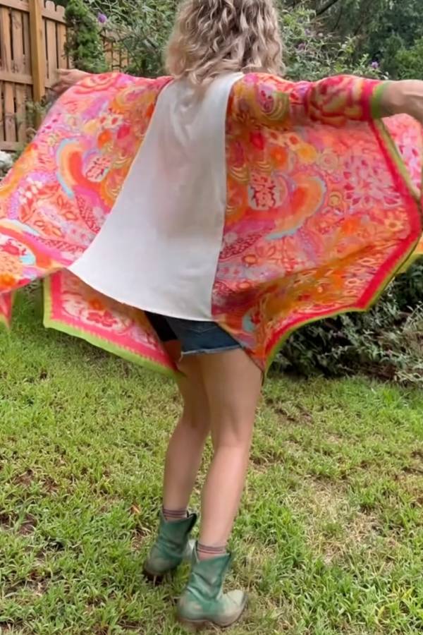 Butterfly Boho Patchwork Wide Sleeve Top