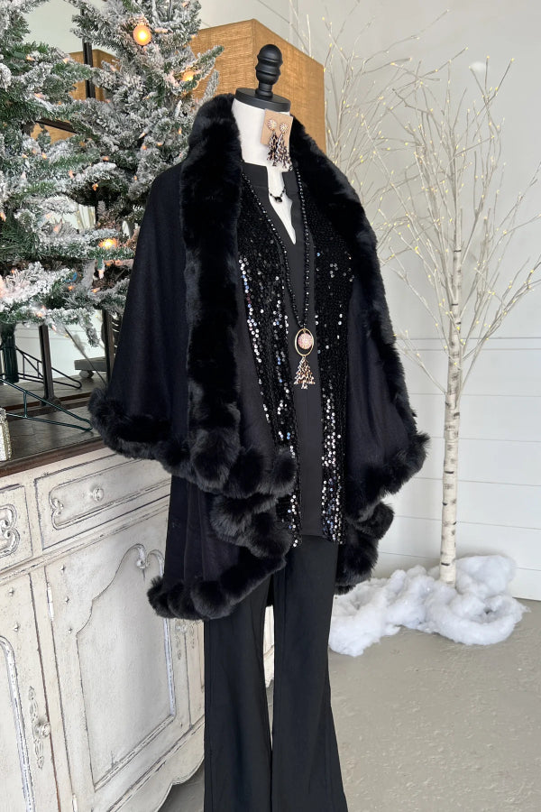 Cardigan sans manches en fourrure, châle, cape formelle, veste