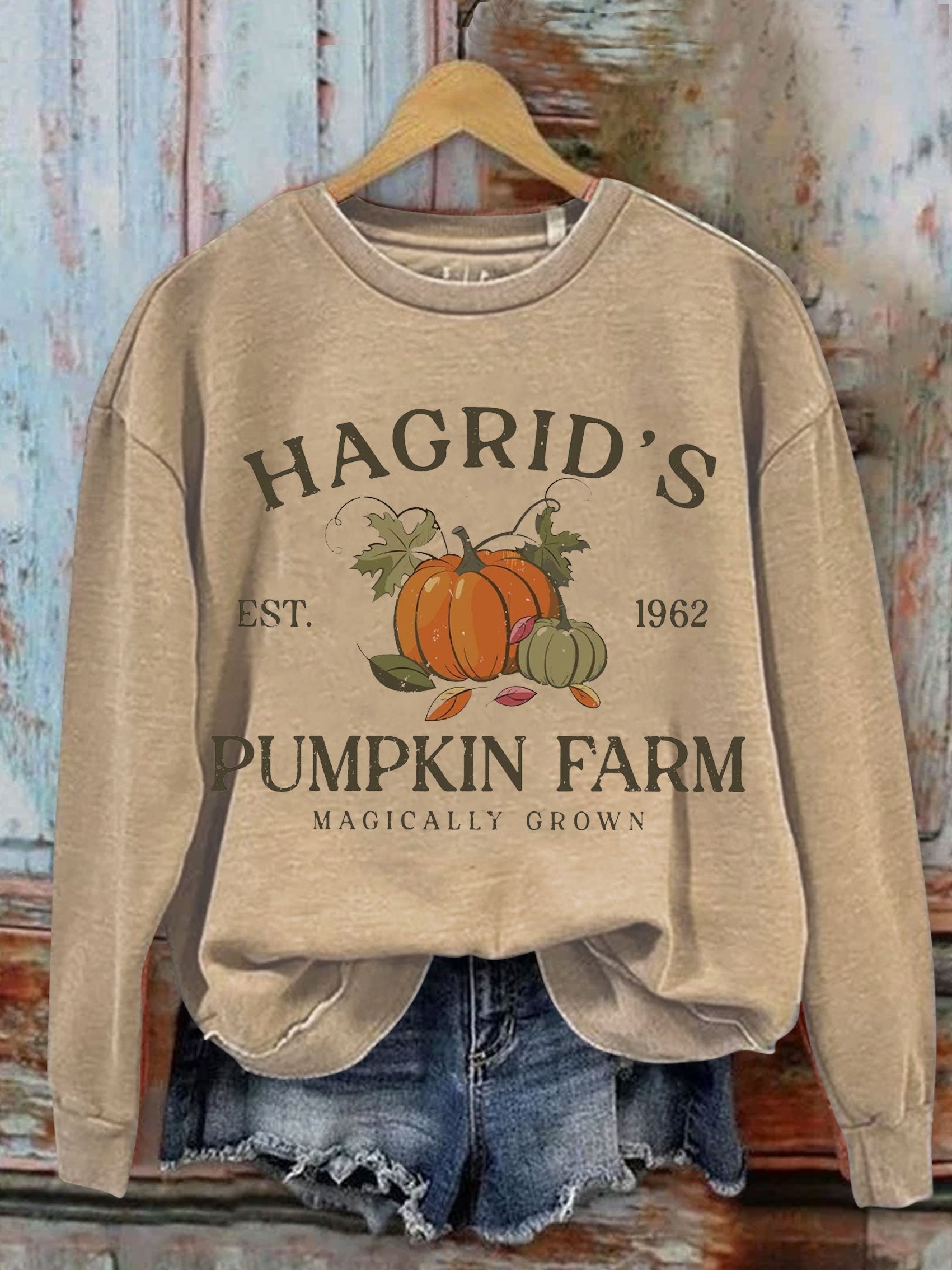 Hagrid's Pumpkin Farm Print Casual Sweatshirt
