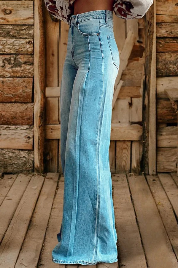 Jean large taille haute délavé vintage