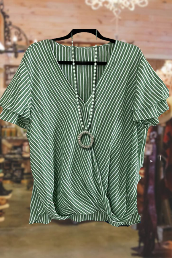 Haut décontracté à volants et imprimé à rayures