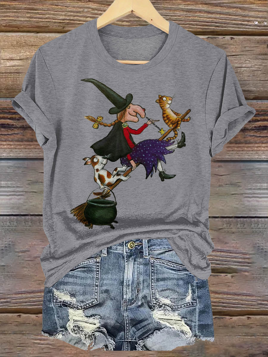 Hexe Hund Katze Dark Gothic Halloween Kunstdruck T-shirt