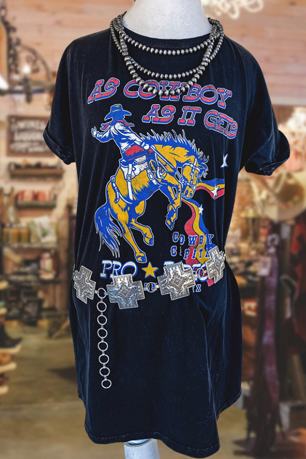 Retro Western Cowboy Rodeo T-shirt Dress