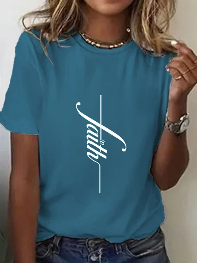 Women's Faith Print Daily Crew Neck T-Shirt