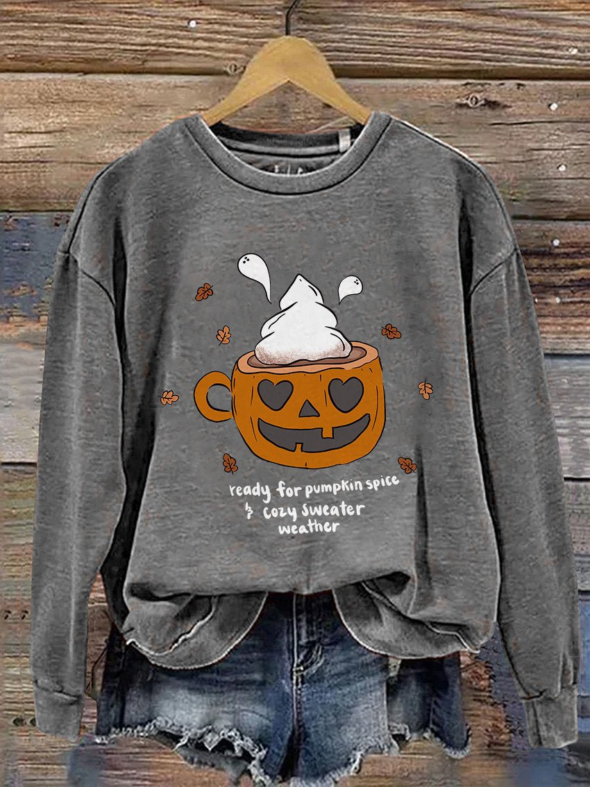 Kürbisgewürzbecher Halloween Lässiges Sweatshirt mit Print