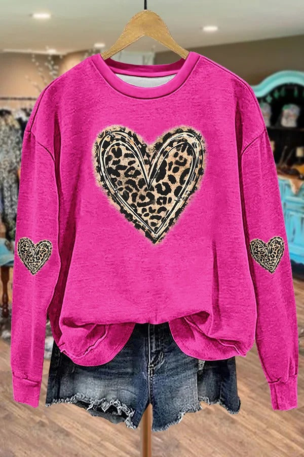 Leopard Heart Print Sweatshirt