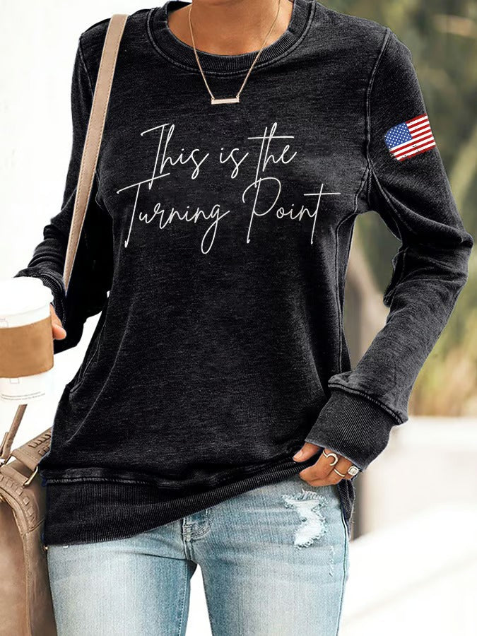 Retro This Is The Turning Point Print Sweatshirt