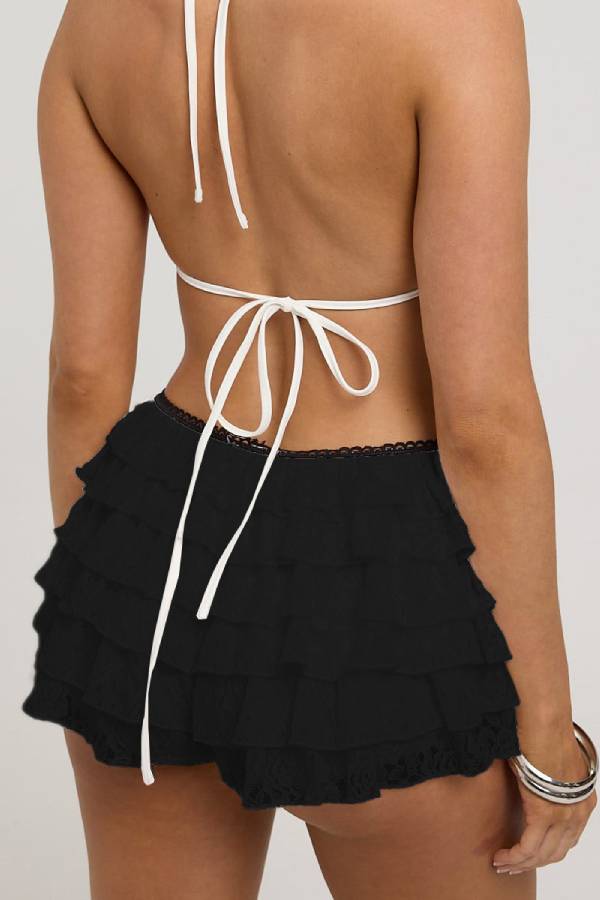 Multi-layer Lace Ruffle Balletcore Shorts