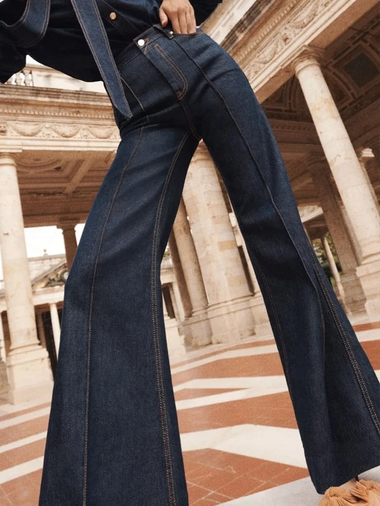 Tägliche High Waist Denim Flare Leg Jeans