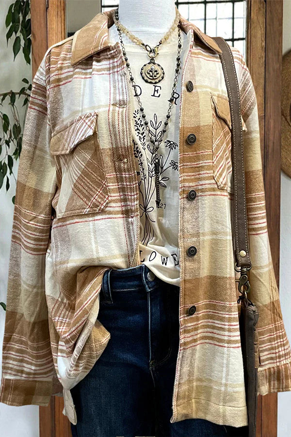 Casual Plaid Pocket Jacket