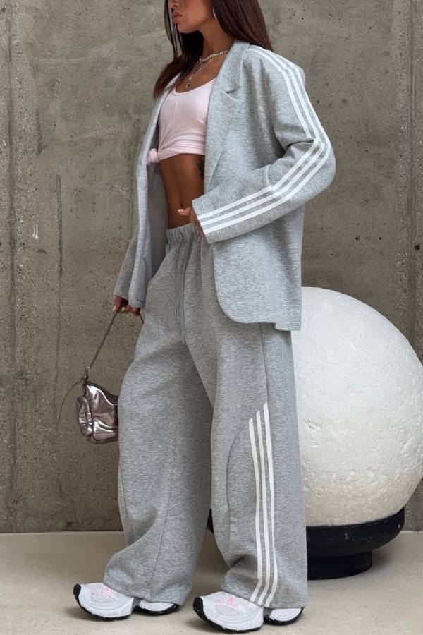 American Stripe Casual Blazer Two-Piece Set