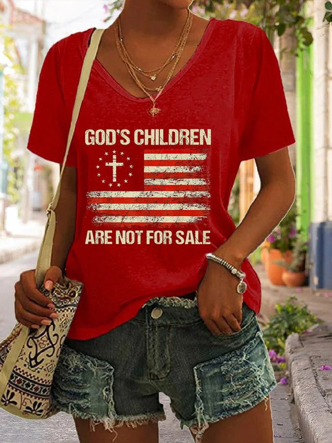 Women's God'S Children Are Not For Sale Print Short Sleeve T-Shirt