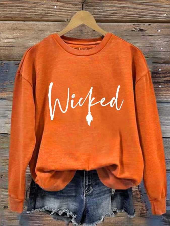 Sweat-shirt imprimé sorcière d'Halloween pour femme