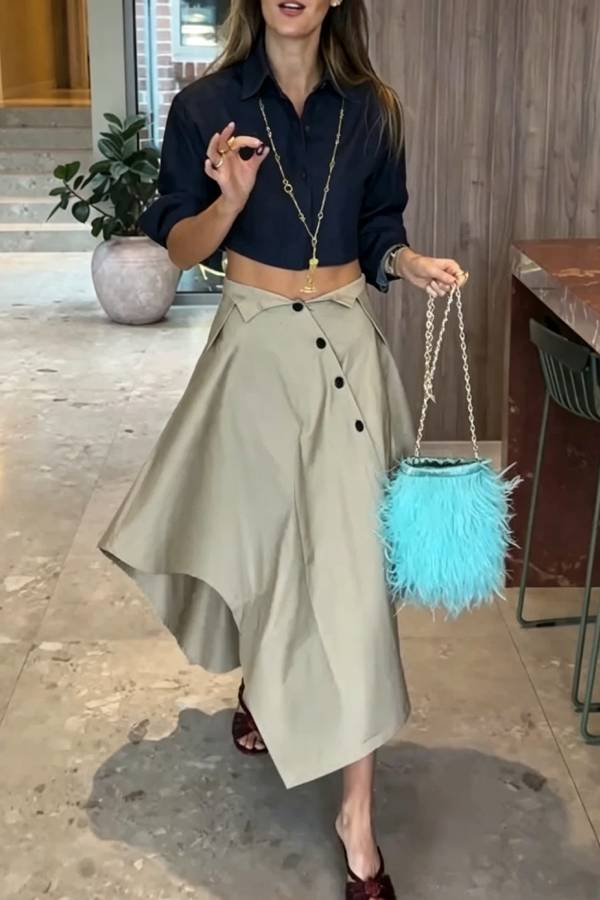 Worth Knowing Denim Button Up Long Sleeve Cropped Loose Jacket