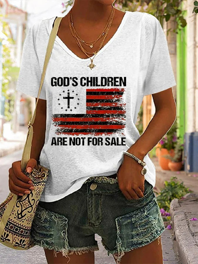 Women's God'S Children Are Not For Sale Print Short Sleeve T-Shirt
