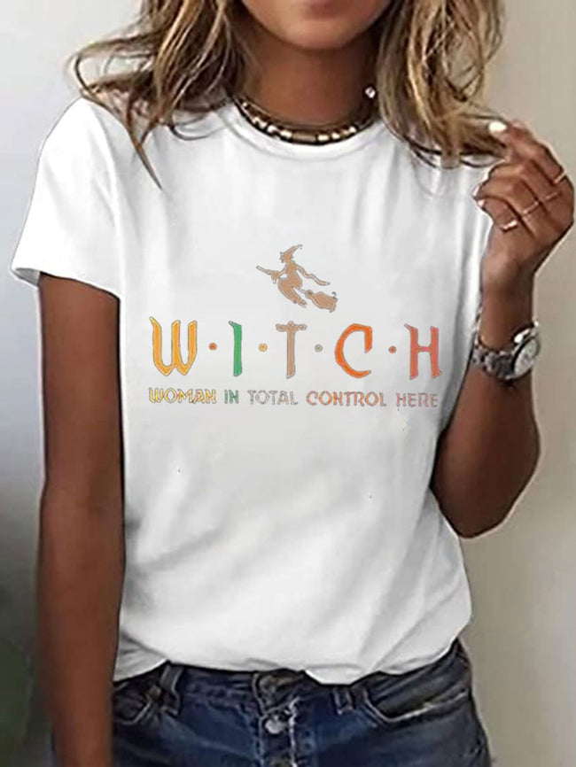 Women's Witch Woman In Total Control Herself Powherful Print T-Shirt