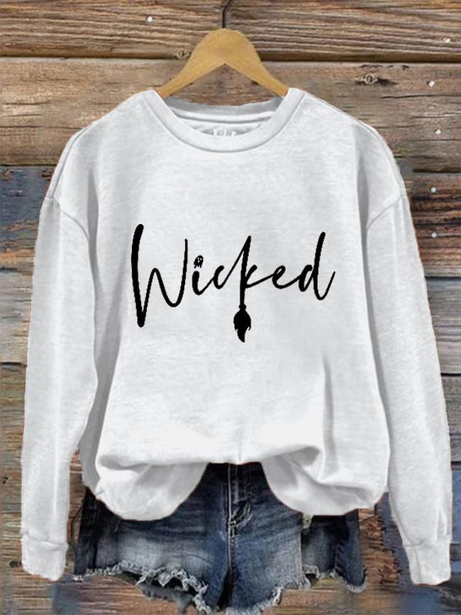 Sweat-shirt imprimé sorcière d'Halloween pour femme