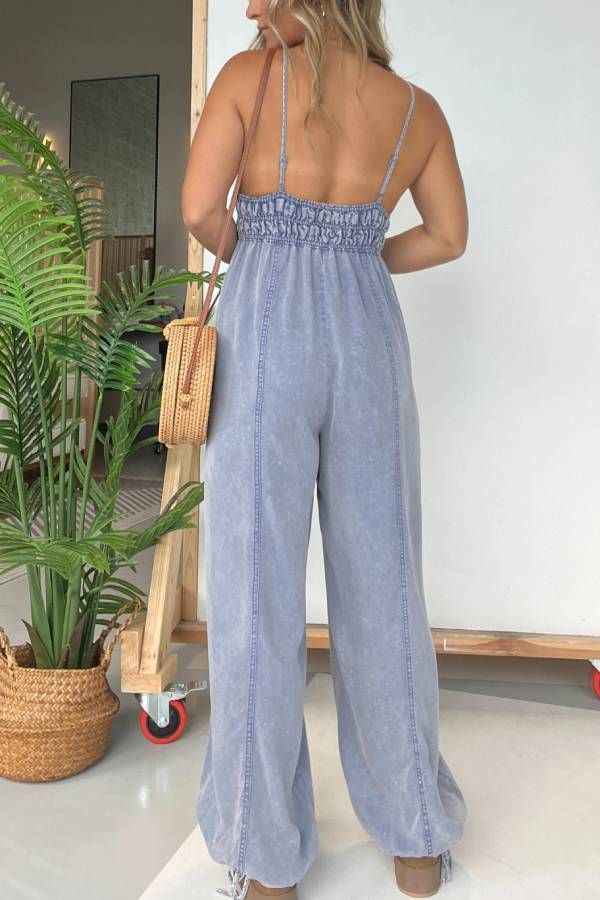 Tencel Denim Lightweight V-Neck Jumpsuit