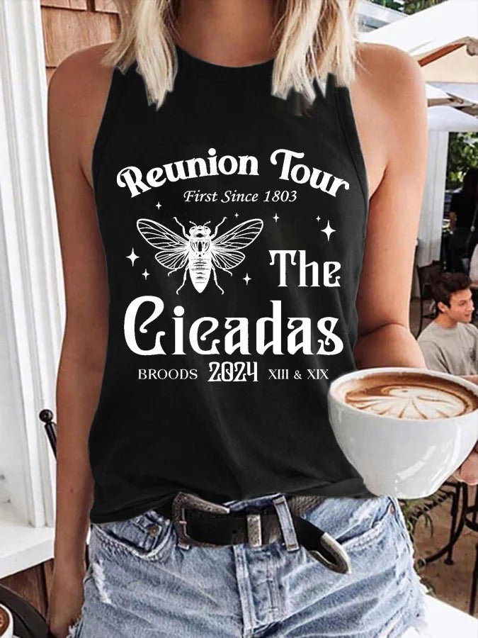 Tanktop mit „The Cicadas Reunion Tour“-Print für Damen