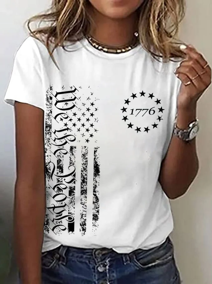 T-shirt imprimé « We The People » pour la fête de l'indépendance des femmes