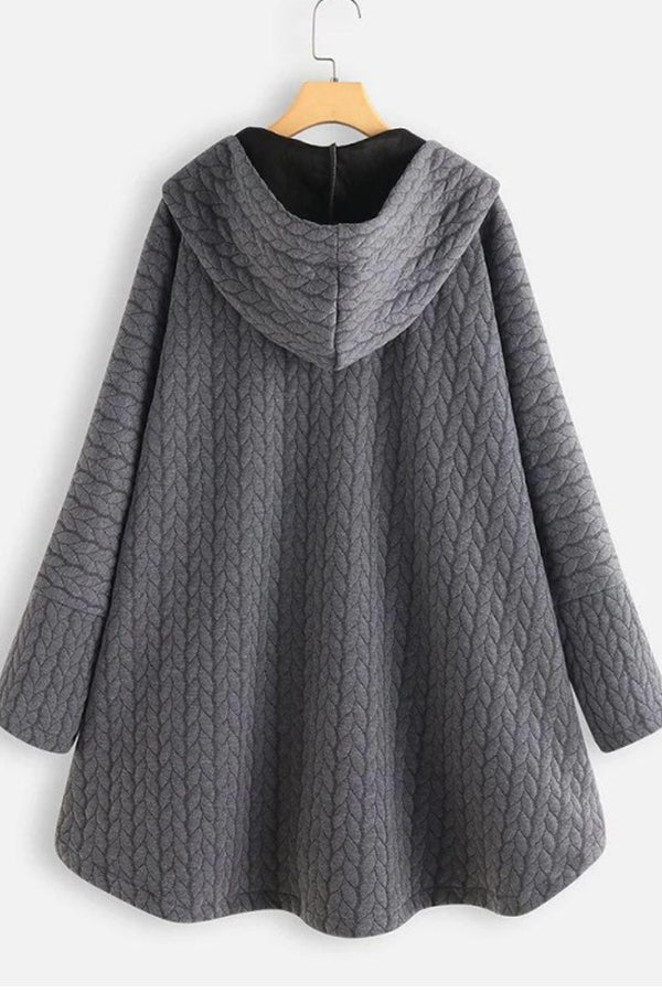 Women Vintage Solid Long Sleeve Hoodie Sweater Coat