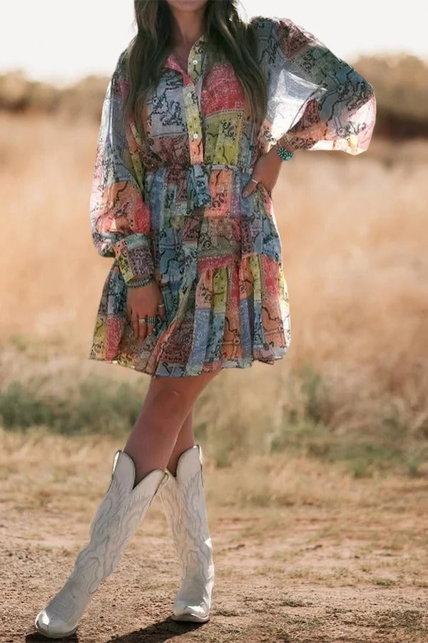 Robe boutonnée fleurie en mousseline