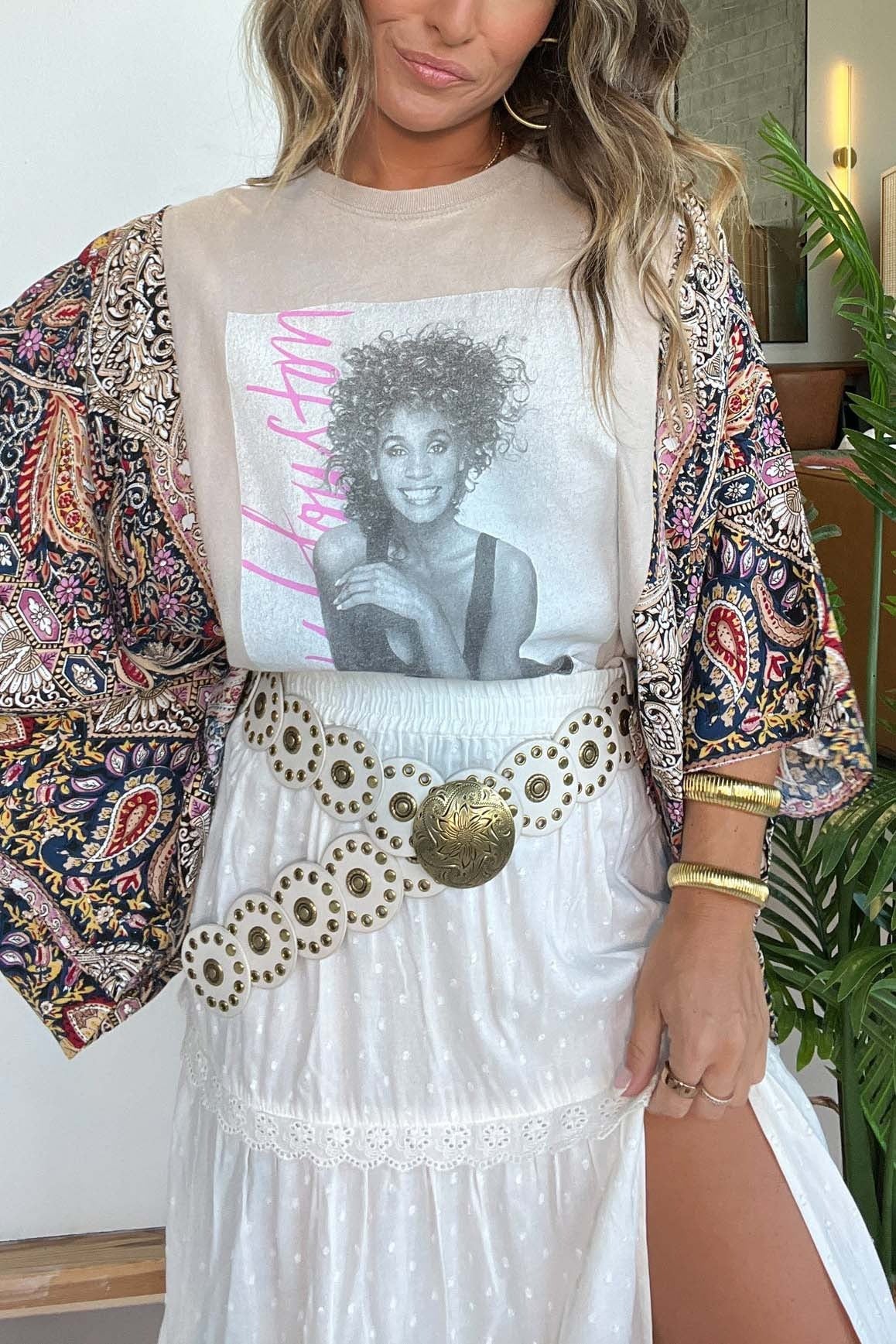 Whitney Houston Mix & Match Tee Beige Floral