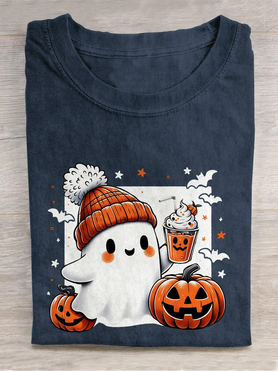 Halloween Cute Ghost Casual Print T-shirt