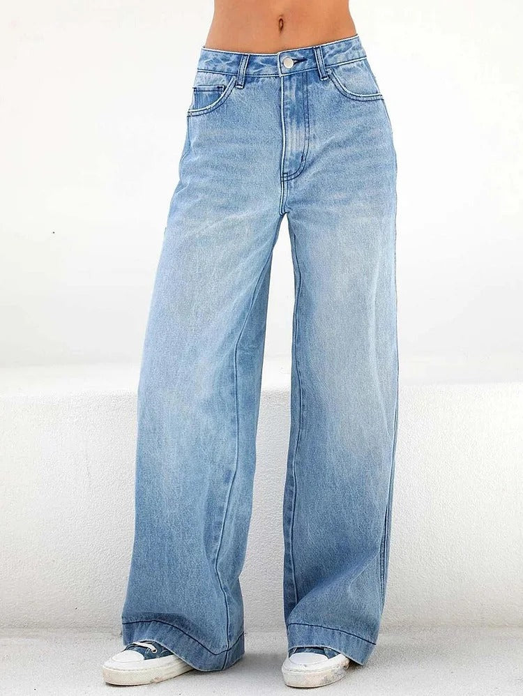 Lässige Jeans mit hohem Bund und weitem Bein