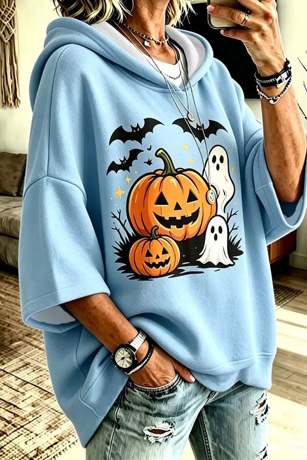Halloween Pumpkin Graphic Oversized Hoodie