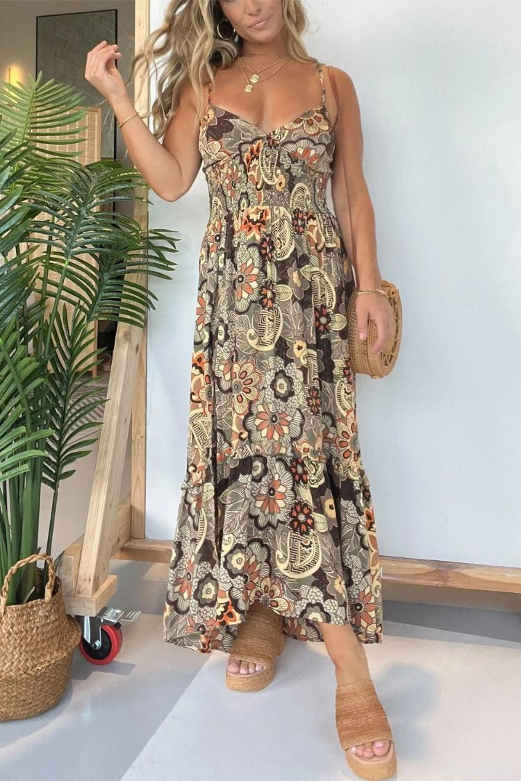 Women's Spaghetti Strap Floral Maxi Dress