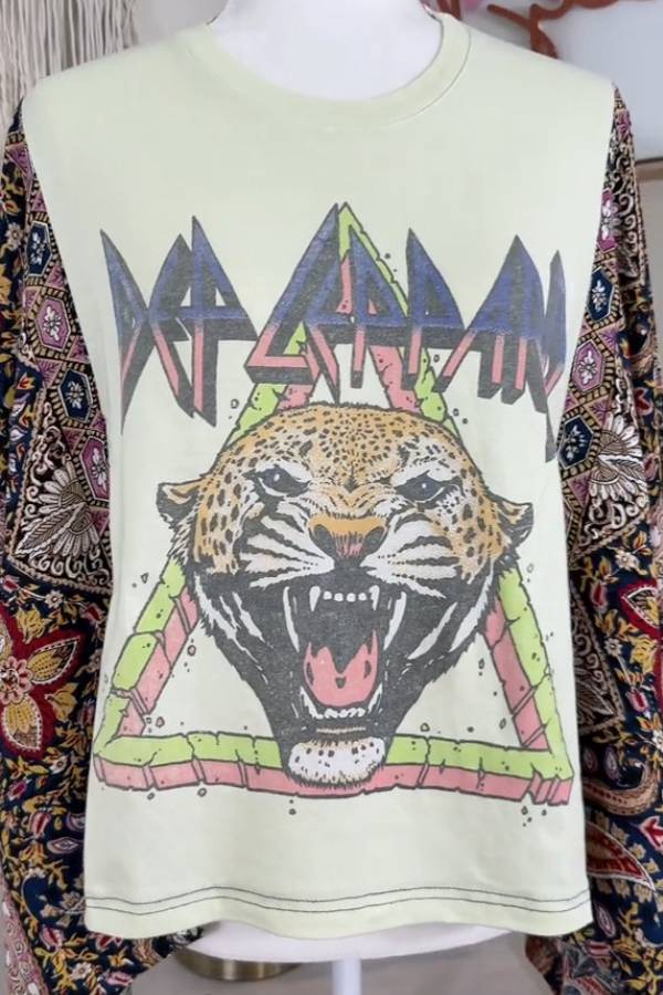 Def Leppard Leopard Paisley Kimono Top