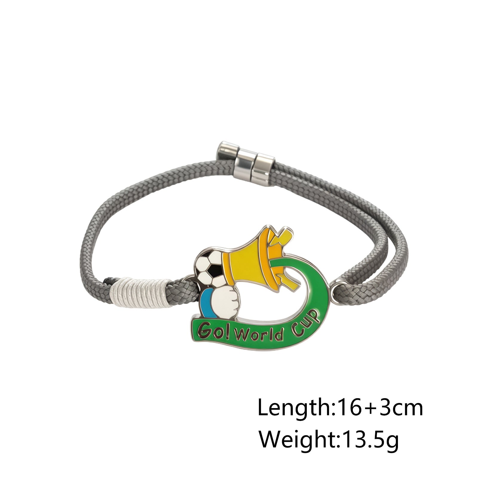 World Cup Football Themed Enamel Adjustable Woven Bracelet