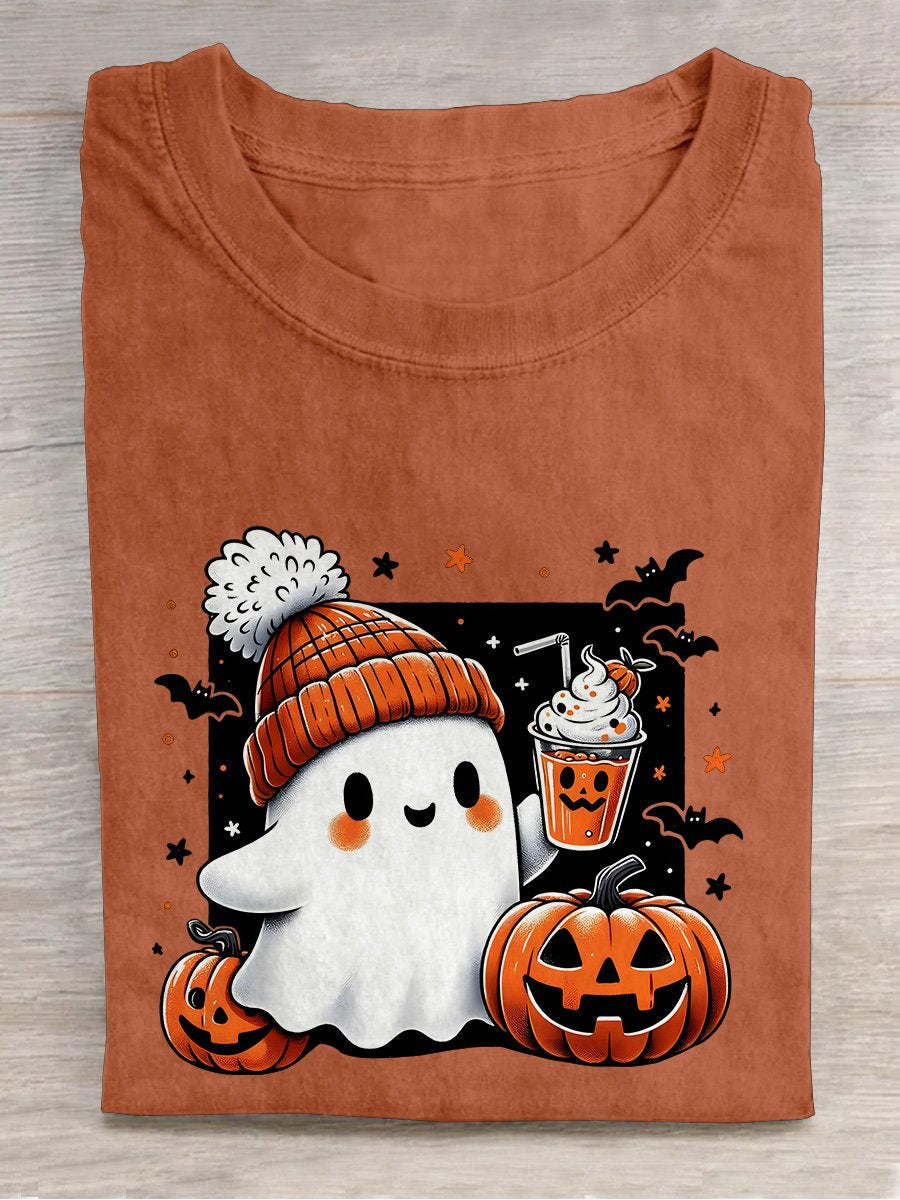 Halloween Cute Ghost Casual Print T-shirt