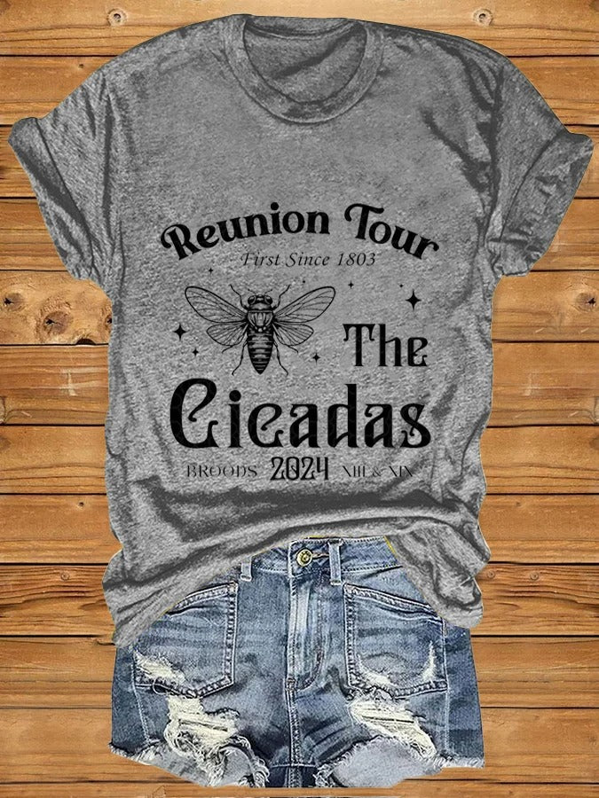 Women's The Cicadas Reunion Tour Print V Neck T-shirt