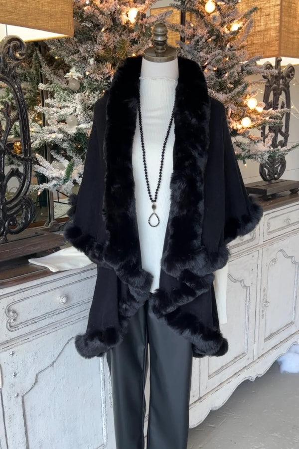 Cardigan sans manches en fourrure, châle, cape formelle, veste