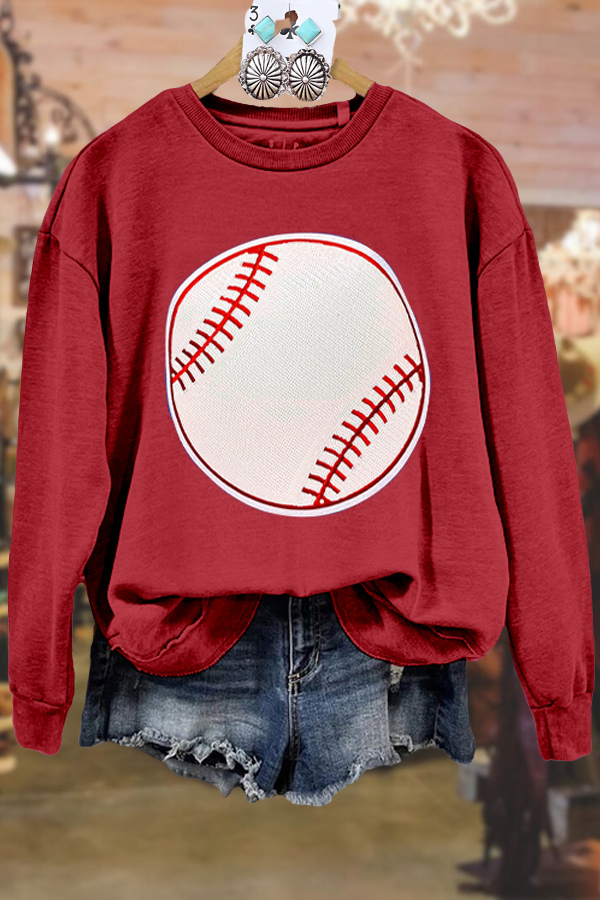 Casual Sequin Baseball Sweatshirt