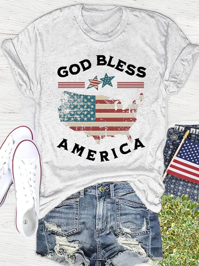 Women's Faith Letter Flag Print Fashion Gifts Letter Casual T-shirt