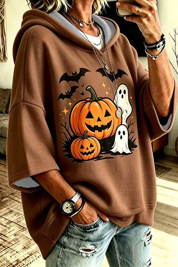 Halloween Pumpkin Graphic Oversized Hoodie