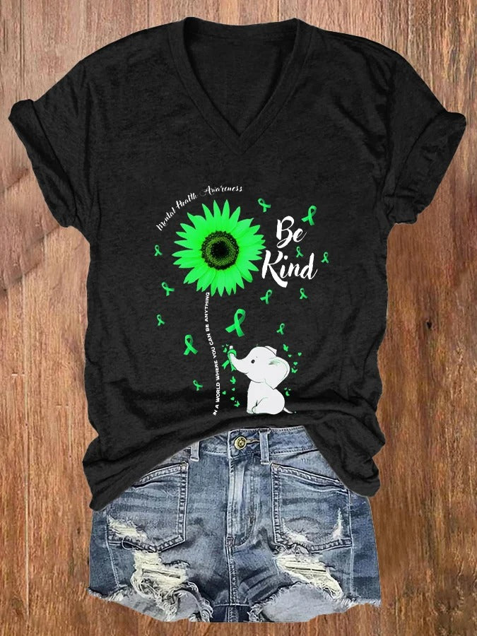 T-Shirt mit Aufdruck „Mental Health Awareness“ für Damen