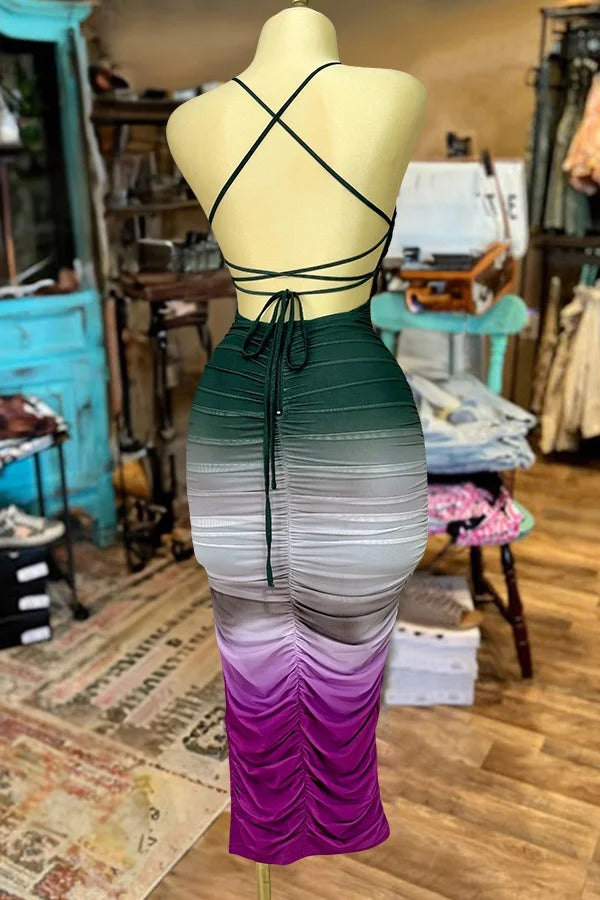 Robe plissée sexy dégradée