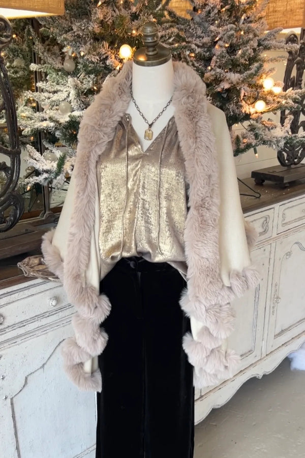 Cardigan sans manches en fourrure, châle, cape formelle, veste