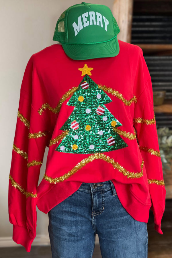 Sequin Christmas Tree Sweatshirt