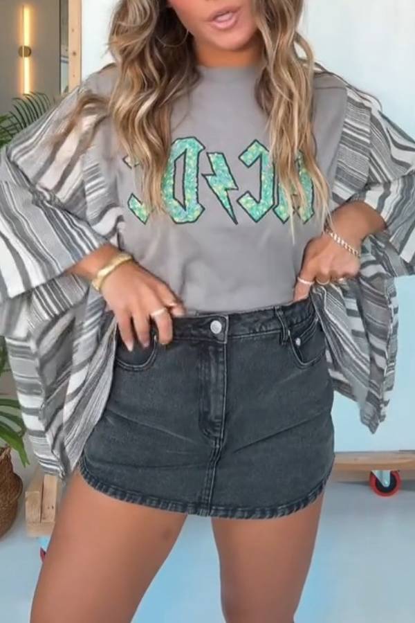 AC/DC Stripe Kimono Tee